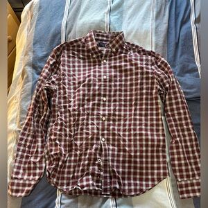 Nautica Men's Burgundy Checkered Button Down Shirt Large.